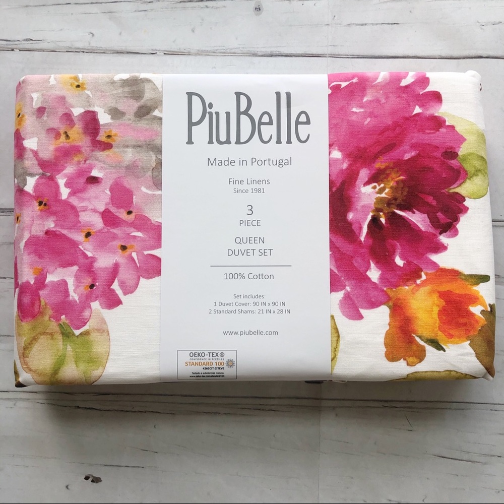 PiuBelle Portugal Queen Duvet Cover Set Floral - Picture 2 of 10